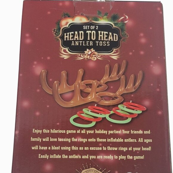 Set Of 2 Inflatable Head To Head Antler Toss Game With Rings For Holiday Parties - Picture 4 of 7